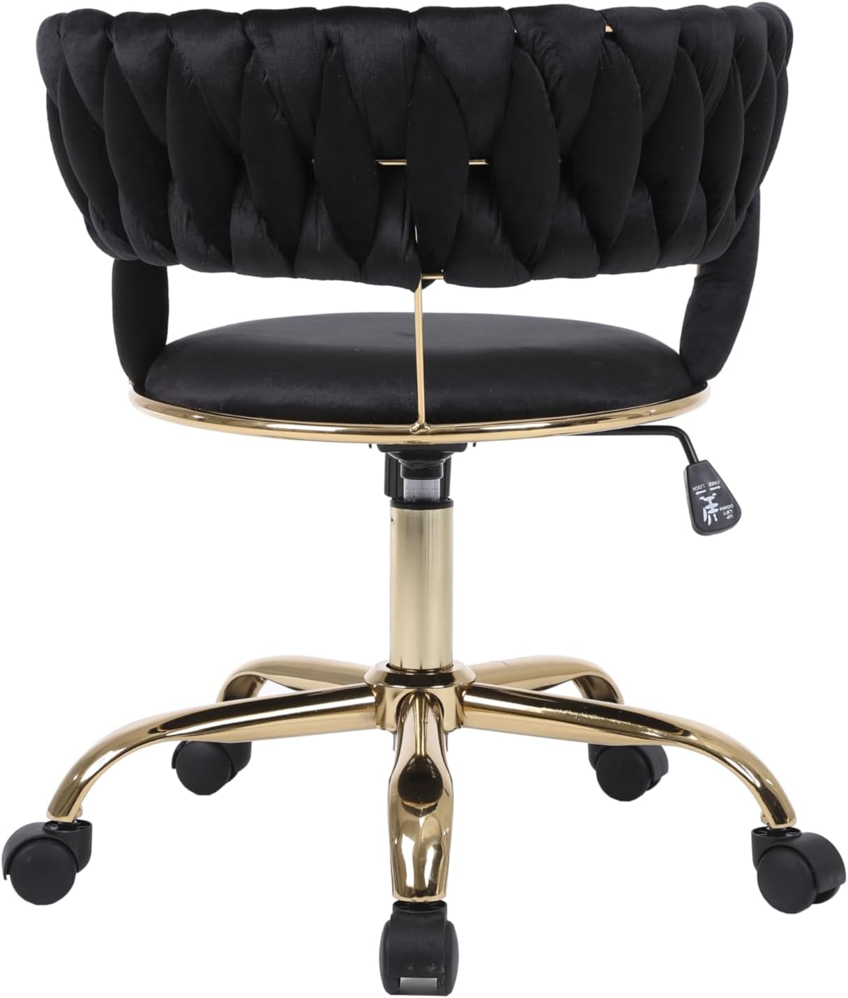 Camilla Luxury Black & Gold Velvet Salon Office Chair Gold Legs