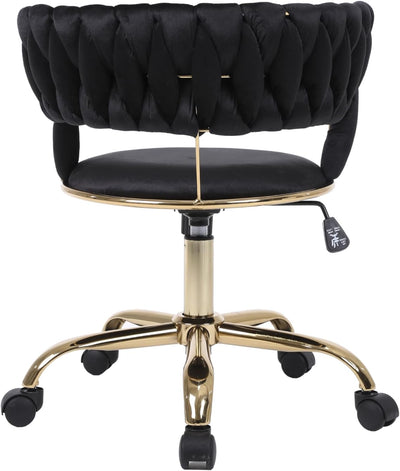 Camilla Luxury Black & Gold Velvet Salon Office Chair Gold Legs