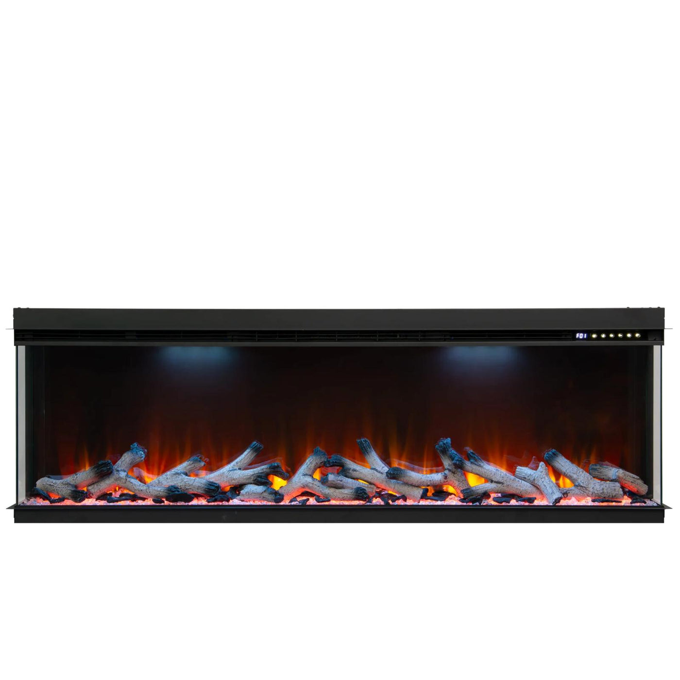 Maison 50 Inch 2025 Panoramic Smart Alexa Media Wall Fire 3 Sided Glass LED WiFi Electric UHD Fireplace