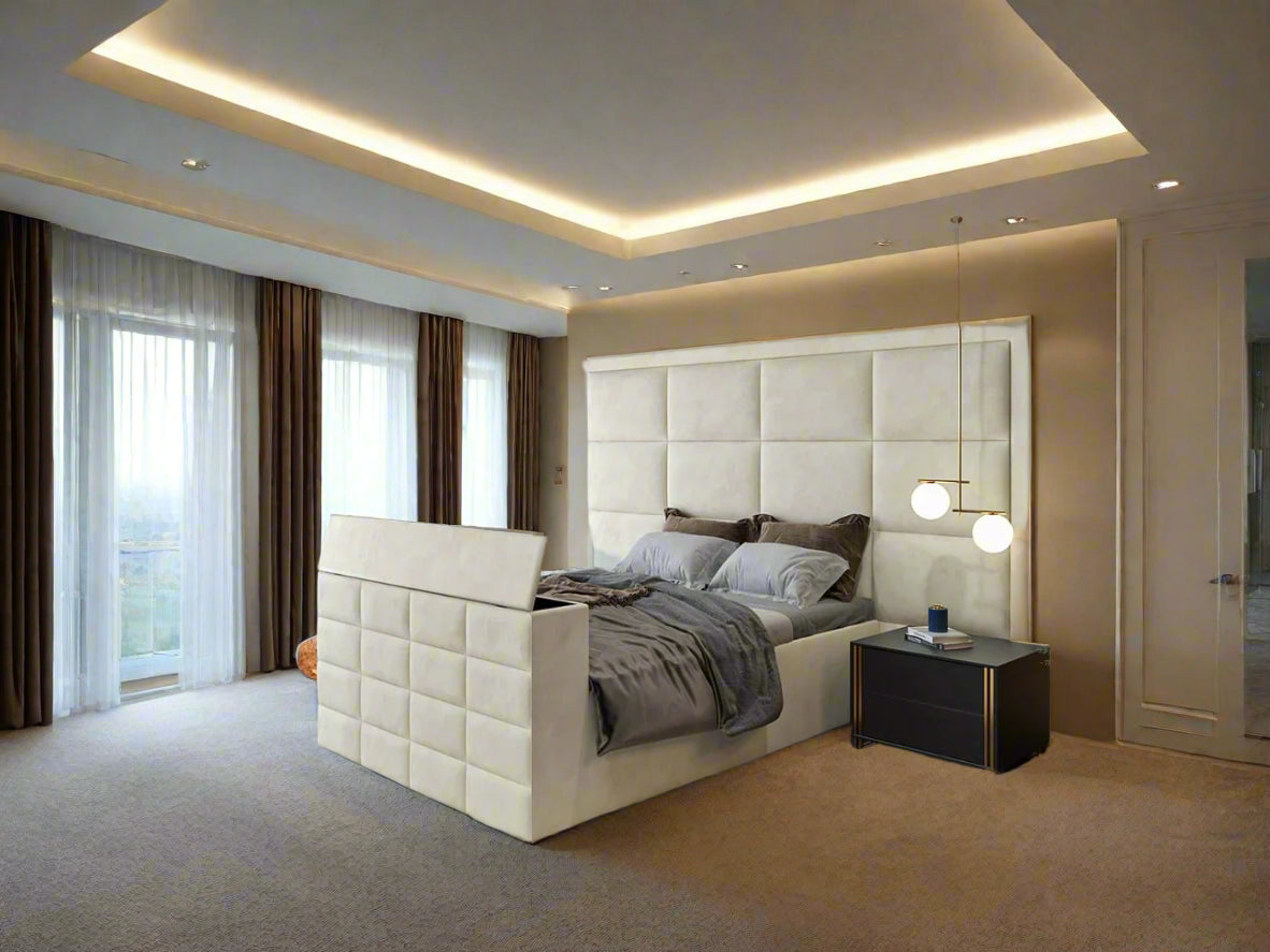 The Hilton Luxury Panel Velvet TV Bed