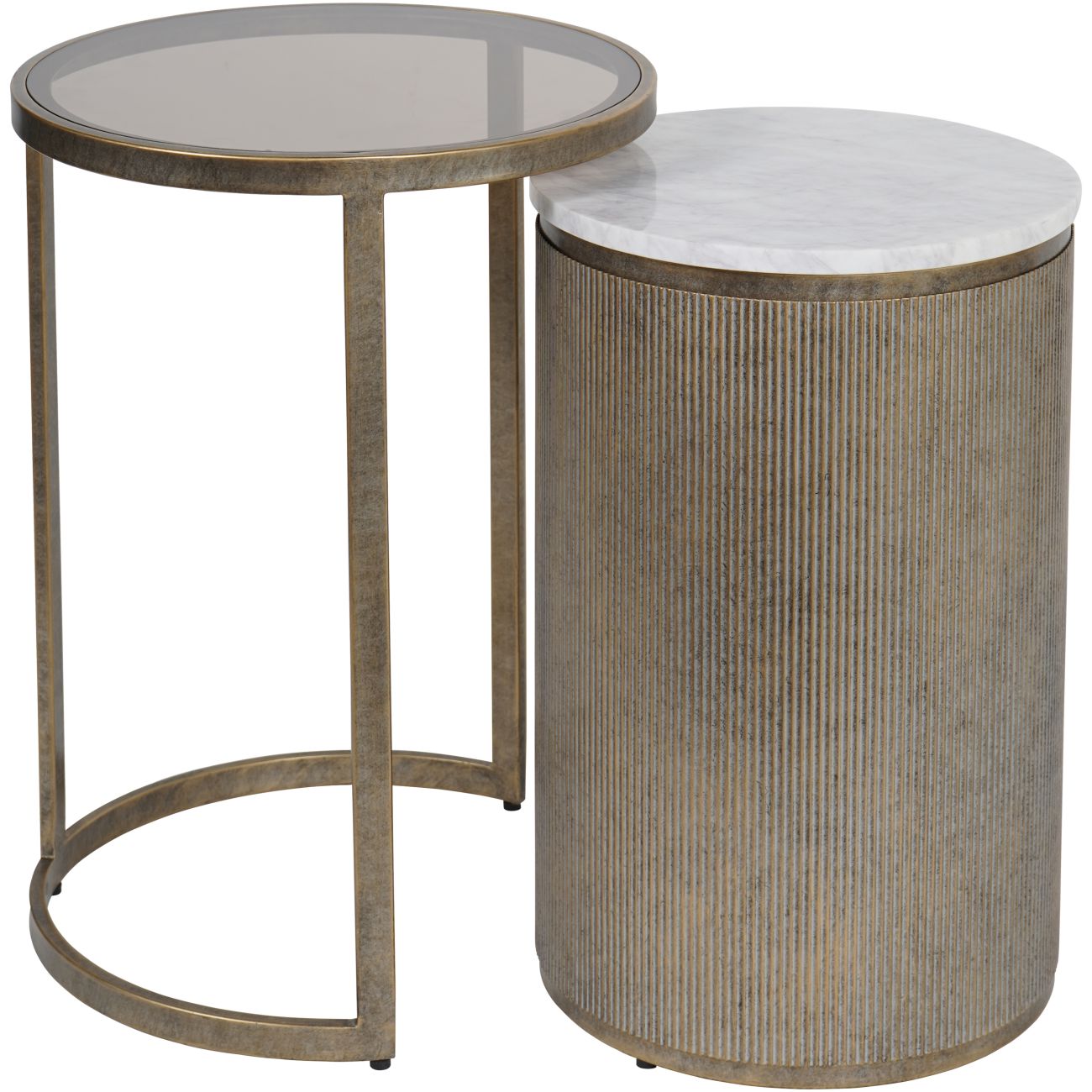 Libra Interiors Belvedere Gold Small Set of 2 Nesting Side Tables