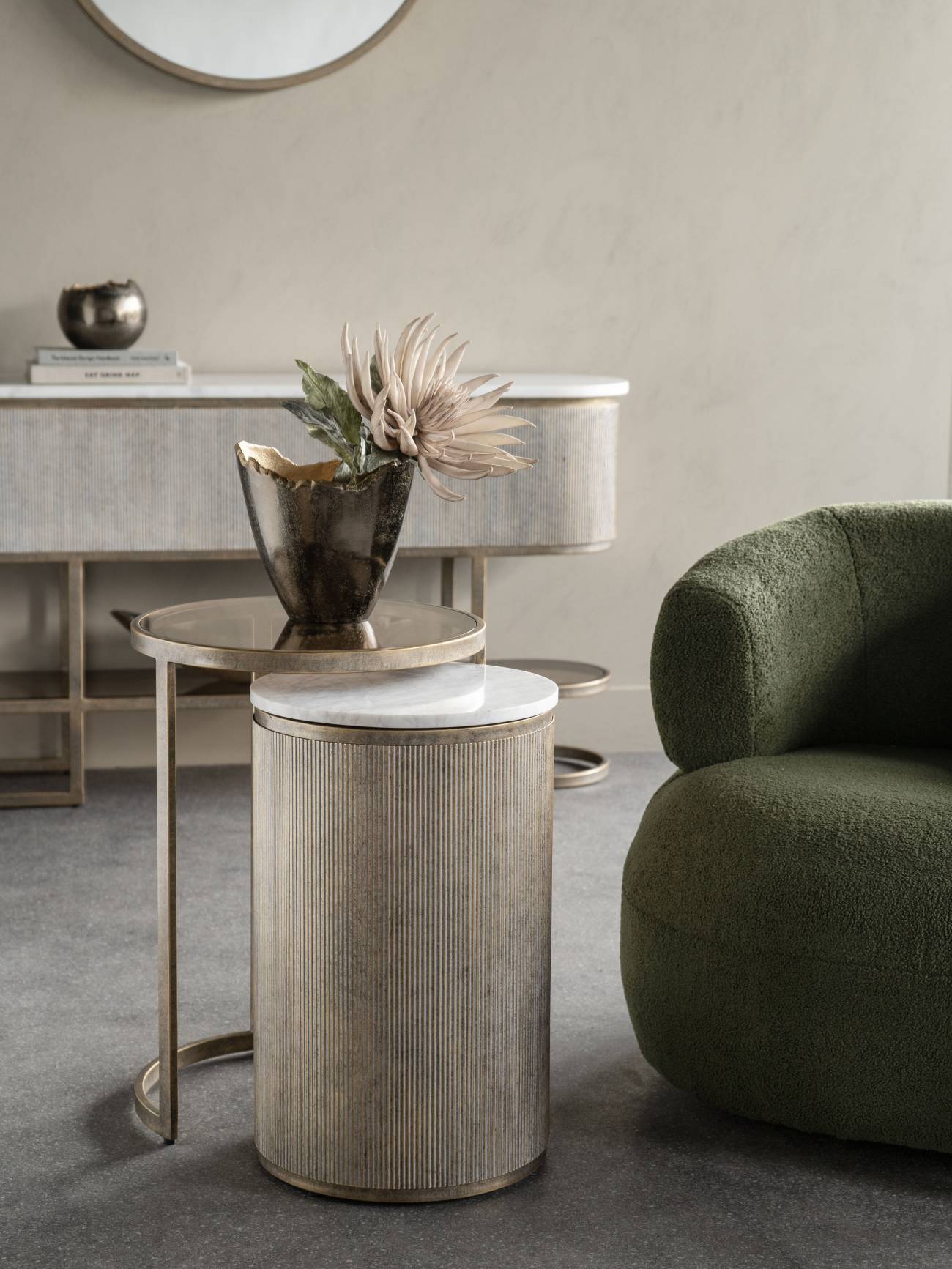 Libra Interiors Belvedere Gold Small Set of 2 Nesting Side Tables