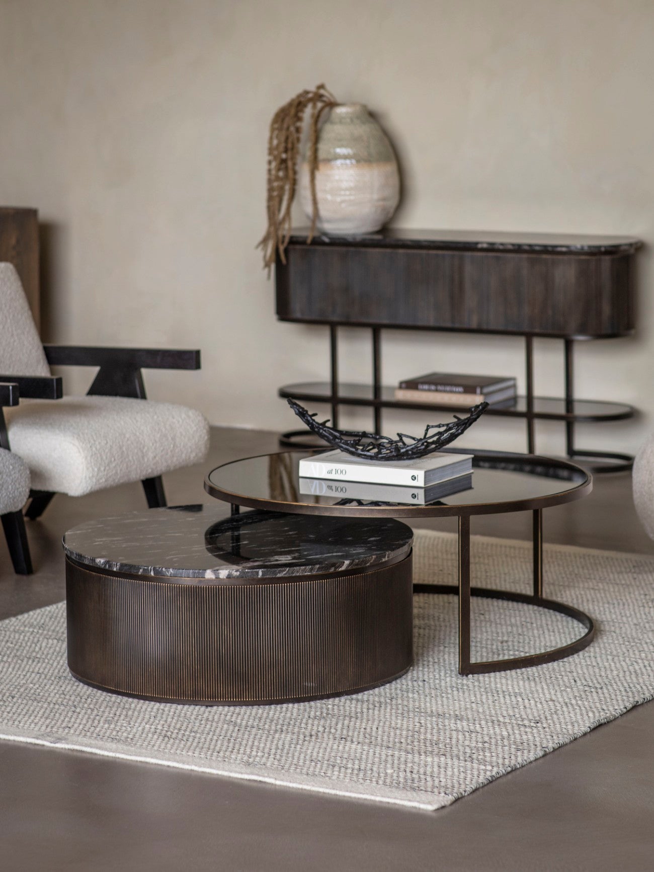 Libra Interiors Belvedere Black Set of 2 Nesting Coffee Tables