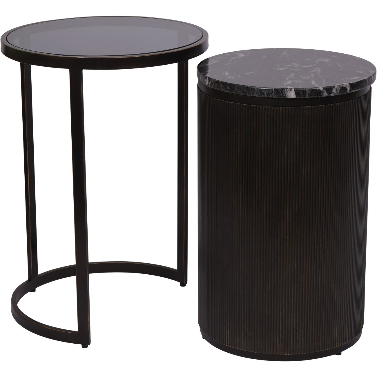 Libra Interiors Belvedere Black Small Set of 2 Nesting Side Tables