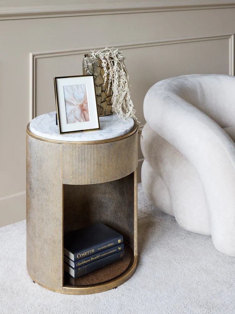 Libra Interiors Belvedere Bedside Table - Aged Gold
