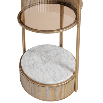 Libra Interiors Belvedere Round Shelving Unit - Aged Gold