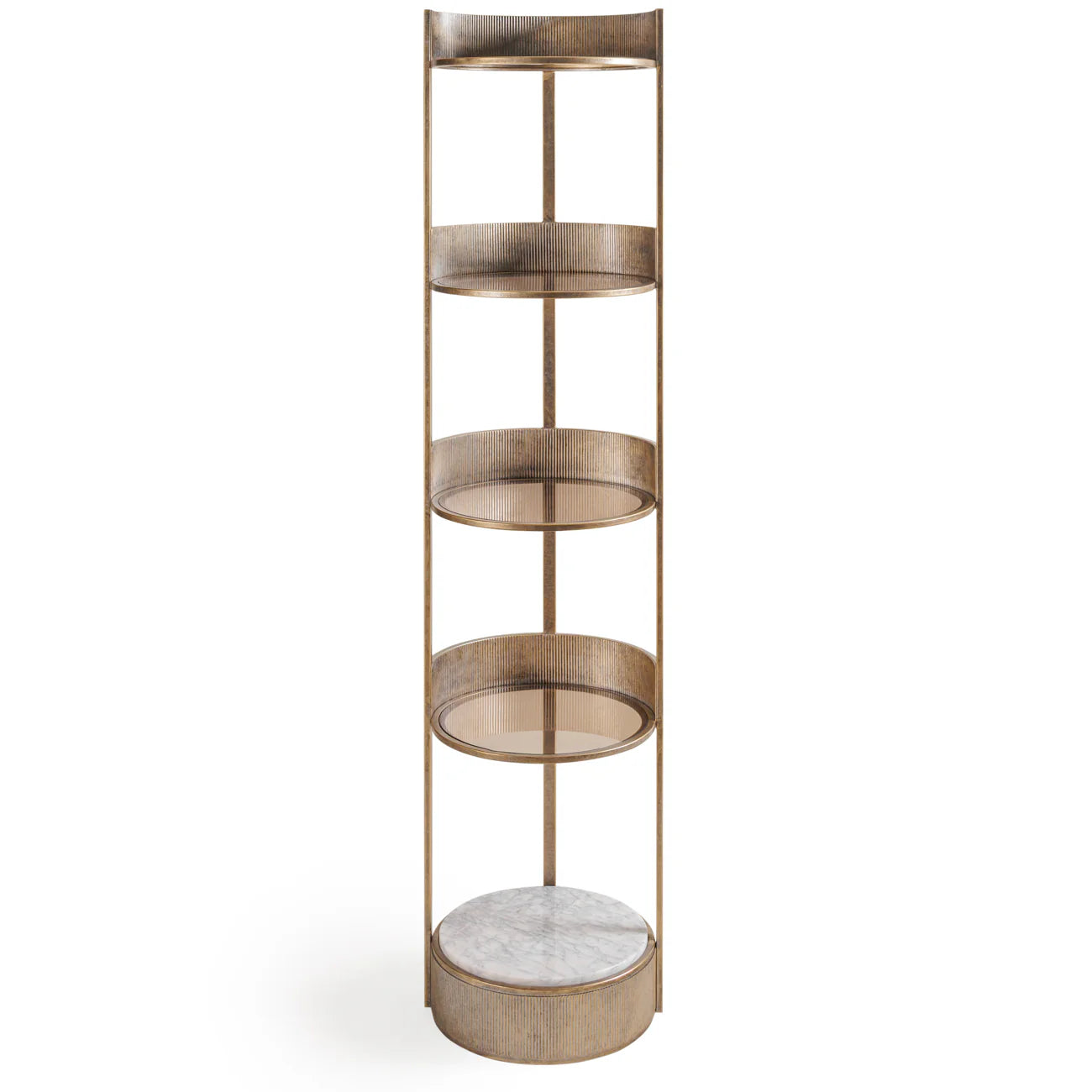 Libra Interiors Belvedere Round Shelving Unit - Aged Gold