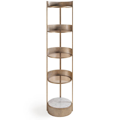 Libra Interiors Belvedere Round Shelving Unit - Aged Gold