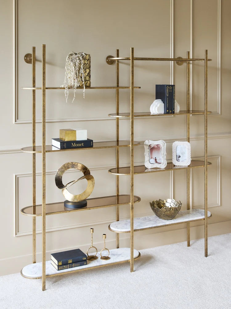 Libra Interiors Belvedere Large Shelving Unit - Aged Gold