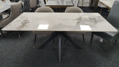 Phoenix 150cm White Ceramic Marble Fixed Dining Table