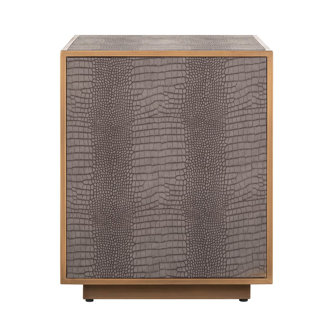 Richmond Interiors Classio Brushed Gold Snake Pattern Bedside Table | 3 Drawers