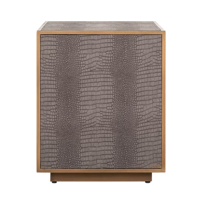 Richmond Interiors Classio Brushed Gold Snake Pattern Bedside Table | 3 Drawers