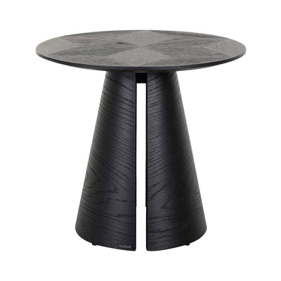 Richmond Interiors Blax Black Oak Wood Isometric Cube Pattern Round Side Table