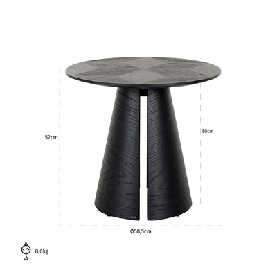 Richmond Interiors Blax Black Oak Wood Isometric Cube Pattern Round Side Table