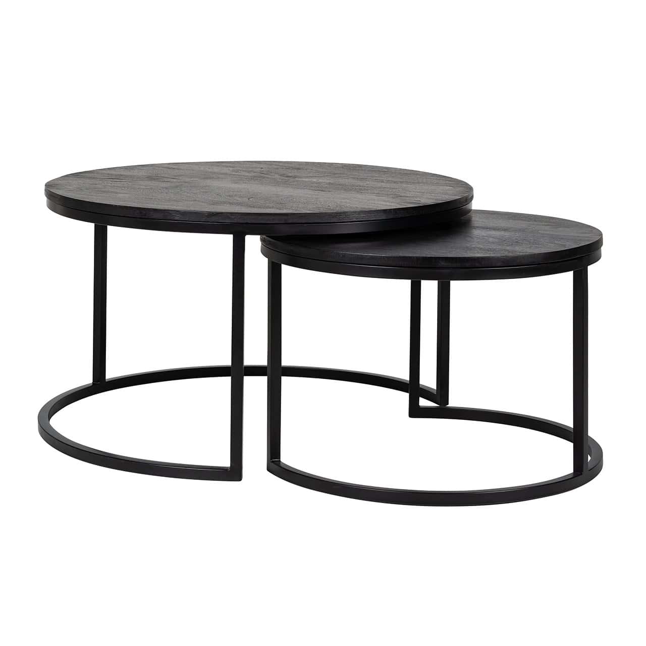 Richmond Interiors Catana Black Mango Wood Coffee Table Nest | Set of 2