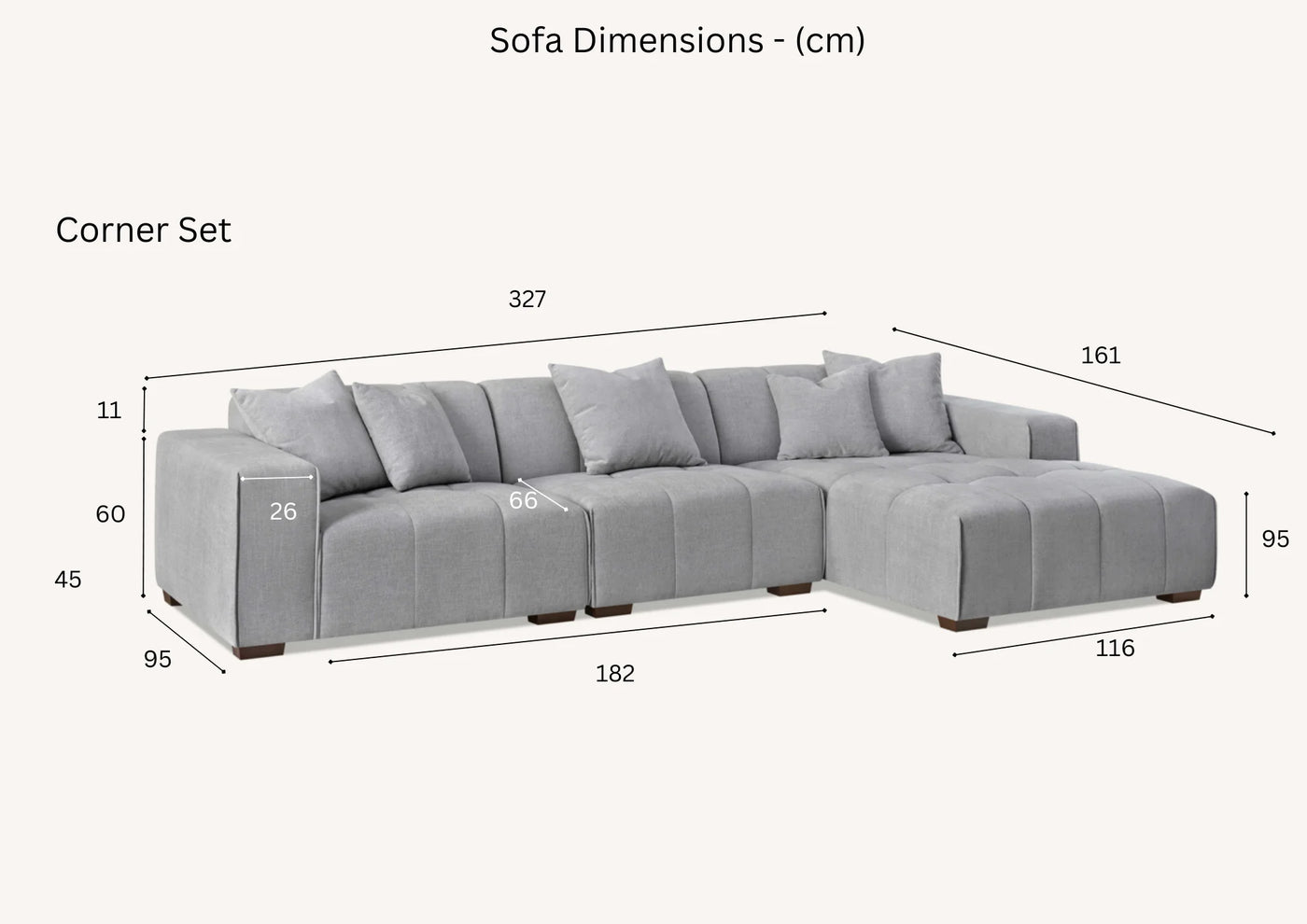 The Leonard Cloudy Grey Boucle Right Hand Corner Premium Sofa Cloudy Grey Boucle Fabric