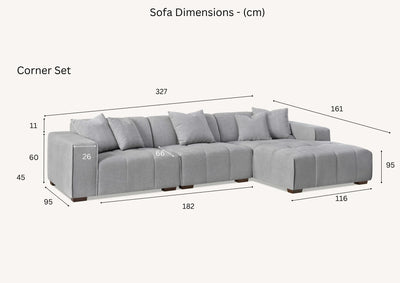 The Leonard Cloudy Grey Boucle Right Hand Corner Premium Sofa Cloudy Grey Boucle Fabric