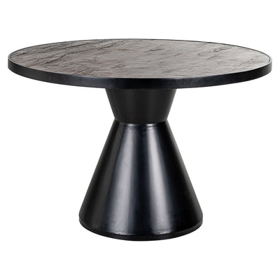 Richmond Interiors Russell Black & Natural Stone Round Dining Table | 120 Cm