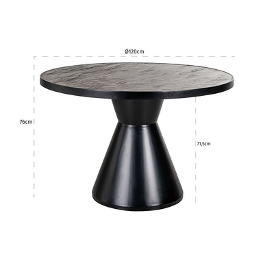 Richmond Interiors Russell Black & Natural Stone Round Dining Table | 120 Cm