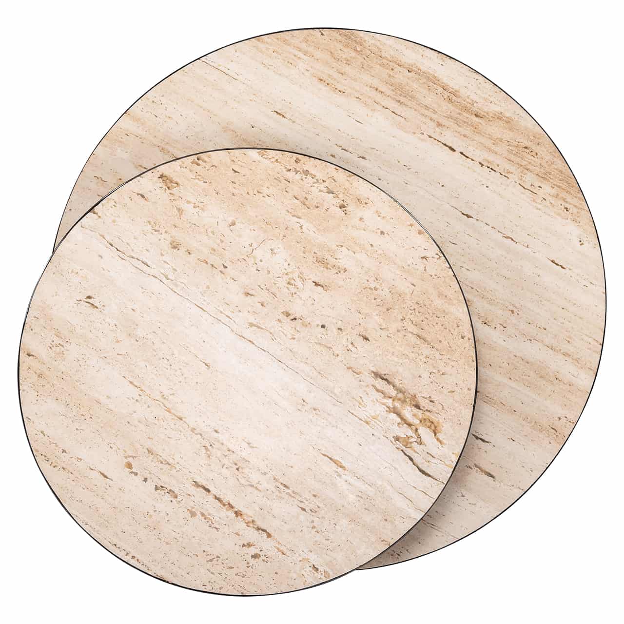 Richmond Interiors Avalon Bronze & Beige Travertine Layered Stacked Round Coffee Table