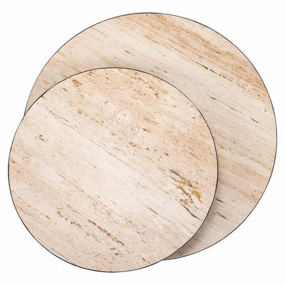 Richmond Interiors Avalon Bronze & Beige Travertine Layered Stacked Round Coffee Table