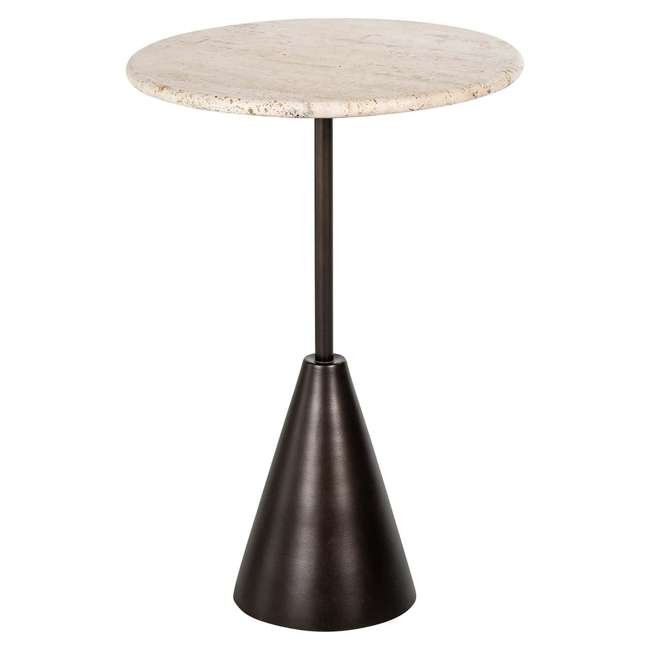 Richmond Interiors Avalon Bronze & Beige Travertine Round Side Table