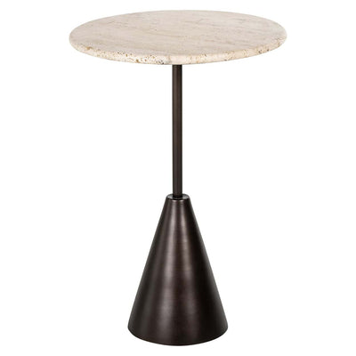 Richmond Interiors Avalon Bronze & Beige Travertine Round Side Table