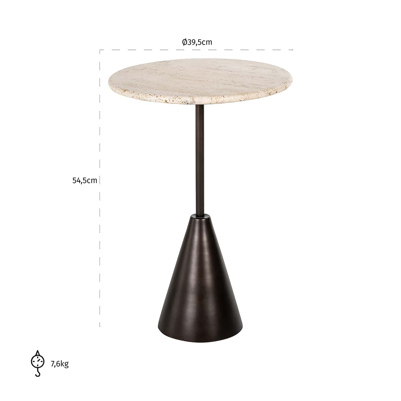 Richmond Interiors Avalon Bronze & Beige Travertine Round Side Table