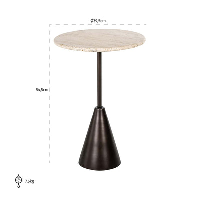 Richmond Interiors Avalon Bronze & Beige Travertine Round Side Table