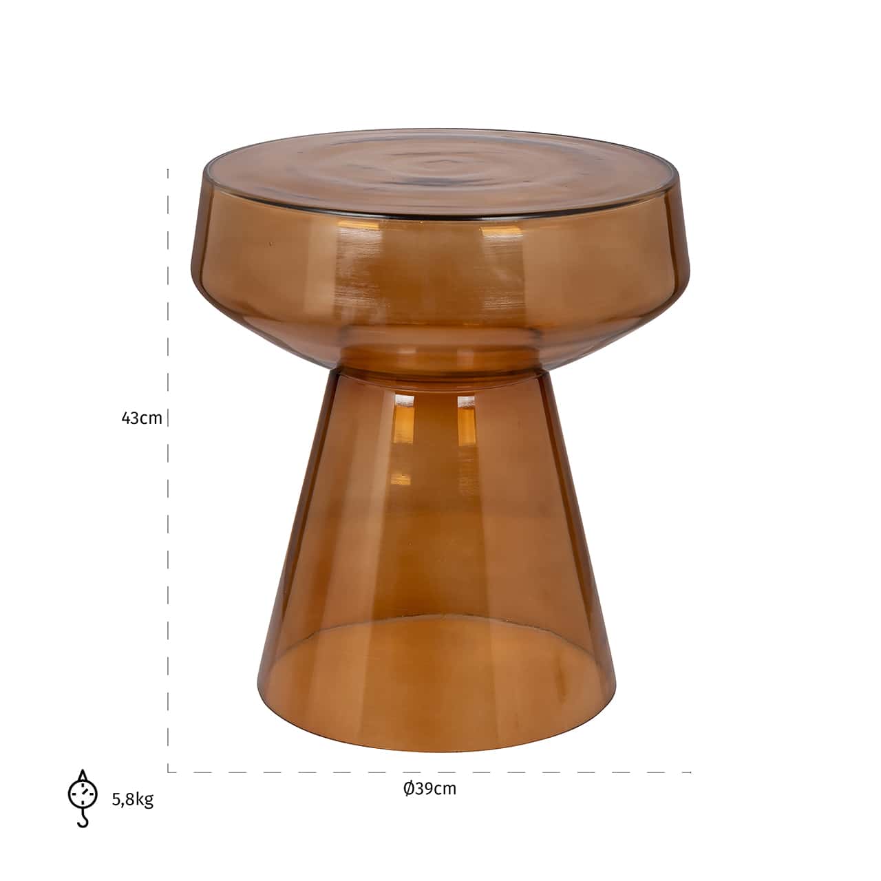 Richmond Interiors Bowen Amber Orange Glass Side Table