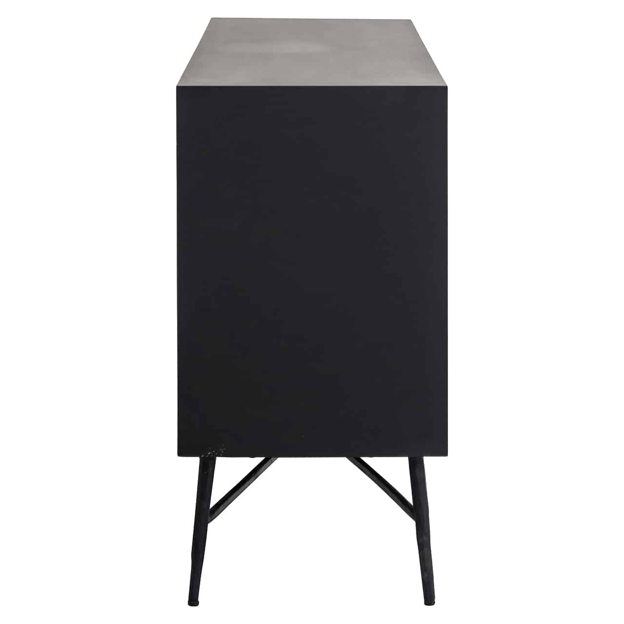 Richmond Interiors Tetro Black Mango Wood & Gold Geometric Decorative Sideboard
