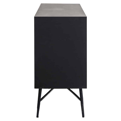 Richmond Interiors Tetro Black Mango Wood & Gold Geometric Decorative Sideboard