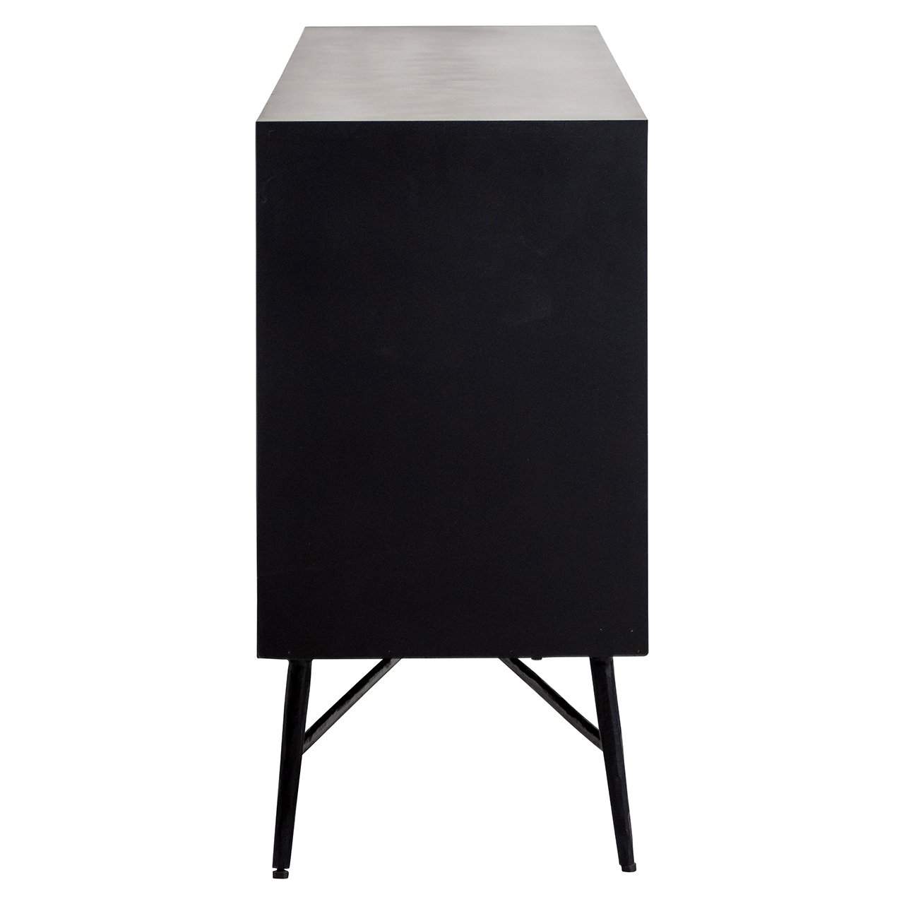 Richmond Interiors Tetro Black Mango Wood & Silver Geometric Decorative Sideboard