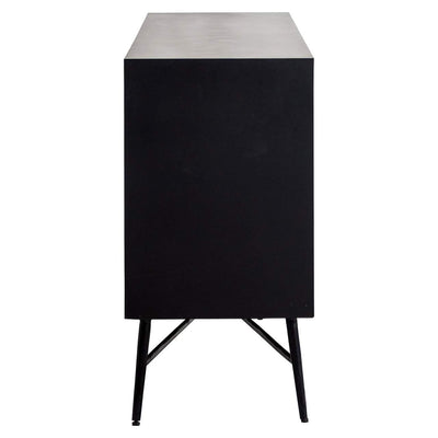 Richmond Interiors Tetro Black Mango Wood & Silver Geometric Decorative Sideboard