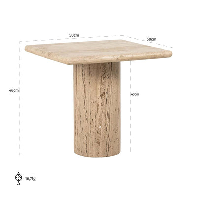 Richmond Interiors Hampton Beige Travertine Square Side Table