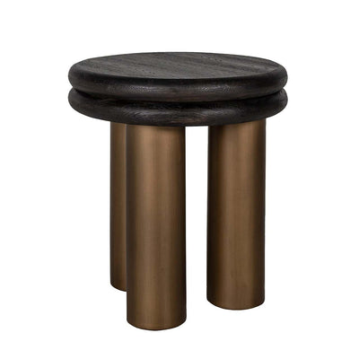 Richmond Interiors Macaron Bronze & Black Rustic Round Side Table