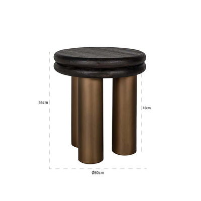 Richmond Interiors Macaron Bronze & Black Rustic Round Side Table