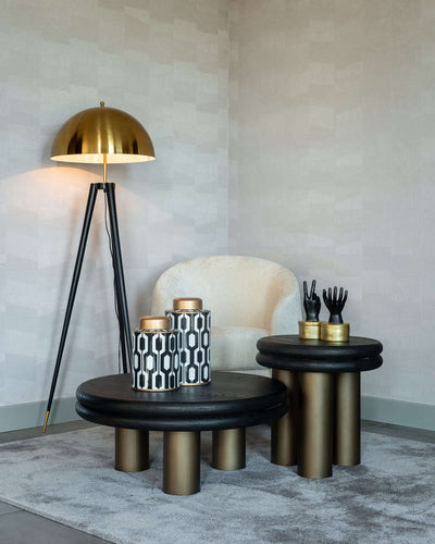 Richmond Interiors Macaron Bronze & Black Rustic Round Side Table