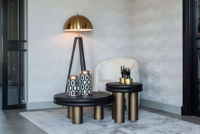Richmond Interiors Macaron Bronze & Black Rustic Round Side Table