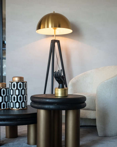 Richmond Interiors Macaron Bronze & Black Rustic Round Side Table