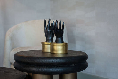 Richmond Interiors Macaron Bronze & Black Rustic Round Side Table