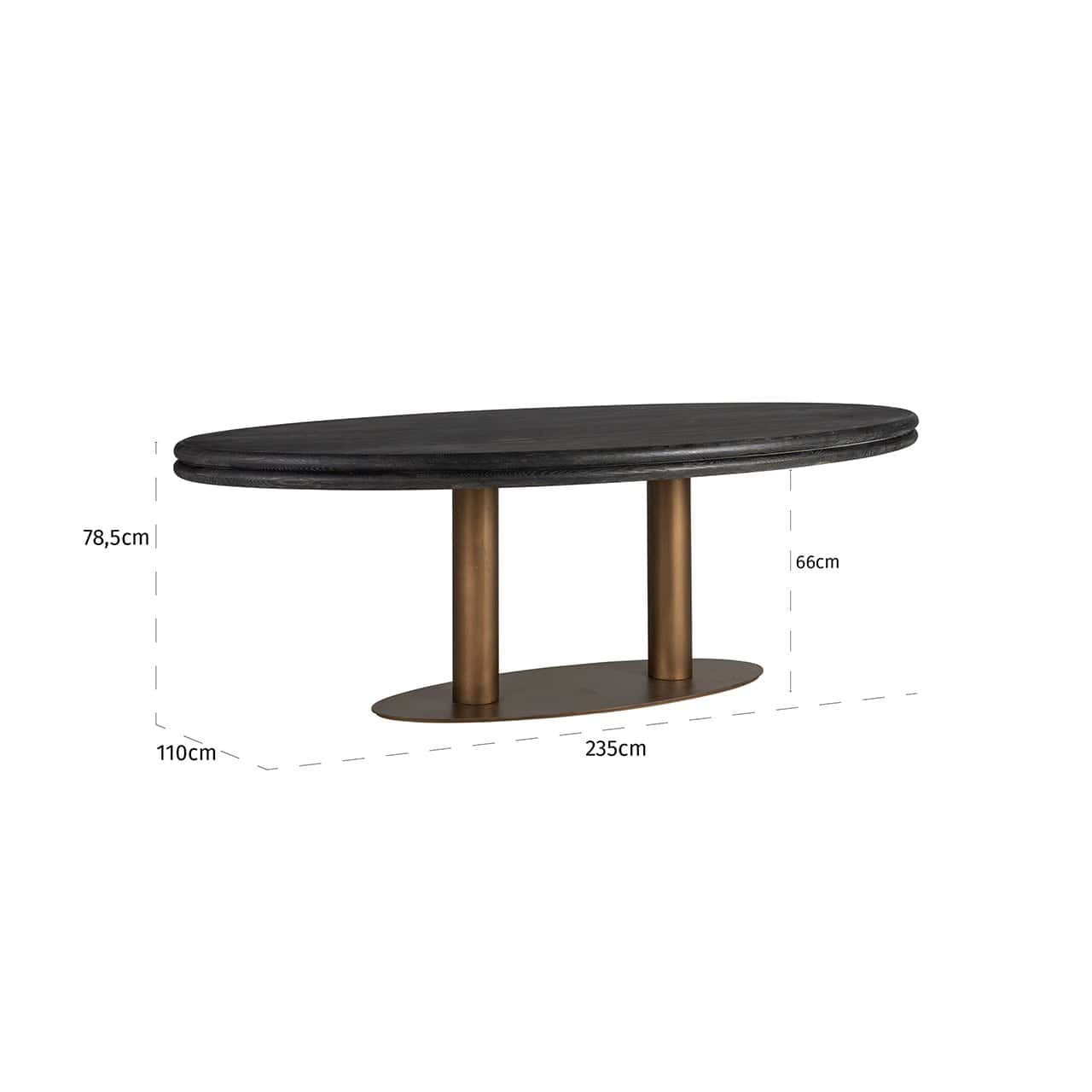 Richmond Interiors Lexington Bronze & Black Rustic Oval Dining Table | 8 Seater