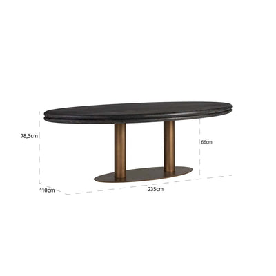 Richmond Interiors Lexington Bronze & Black Rustic Oval Dining Table | 8 Seater