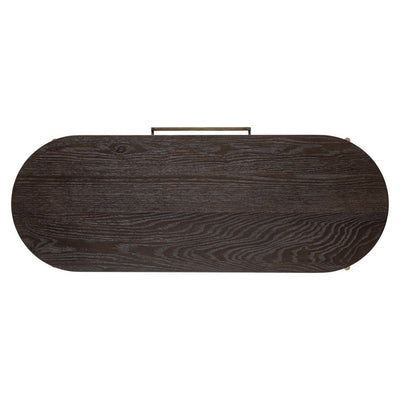 Richmond Interiors Luxor Dark Brown Ribbed Oak Wood & Gold Console Table