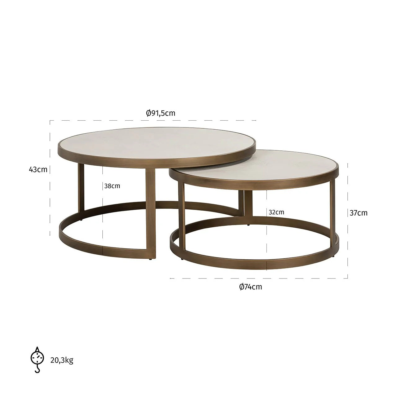 Richmond Interiors Whitebone Nest Of Circular Coffee Tables Set of 2