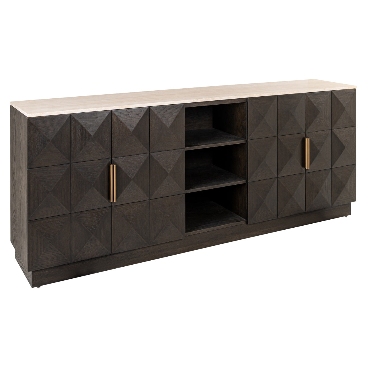 Richmond Interiors Claremont Brown 4 Door Sideboard 2 Shelves