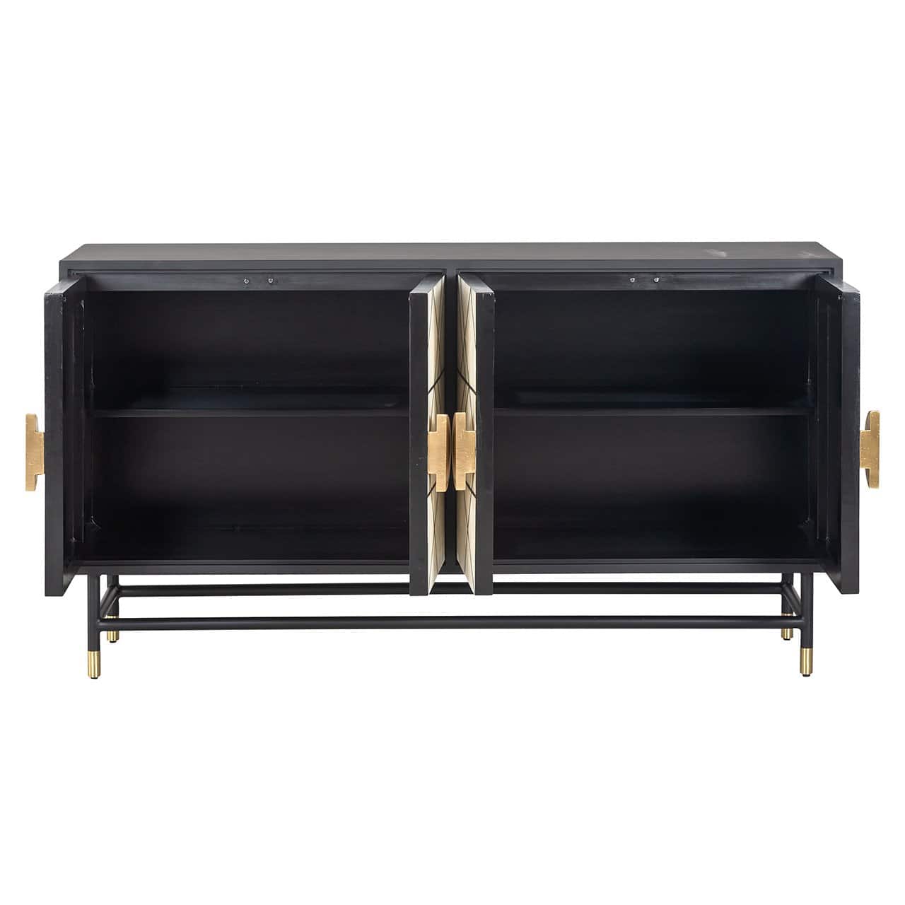 Richmond Interiors Novas Black Mango Wood & Bone Sideboard | 4 Doors