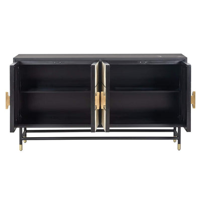 Richmond Interiors Novas Black Mango Wood & Bone Sideboard | 4 Doors