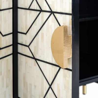 Richmond Interiors Novas Black Mango Wood & Bone Sideboard | 4 Doors