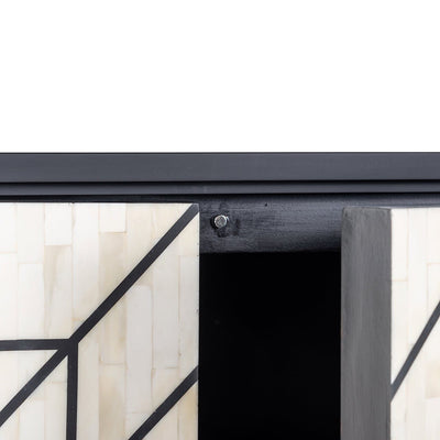 Richmond Interiors Novas Black Mango Wood & Bone Sideboard | 4 Doors